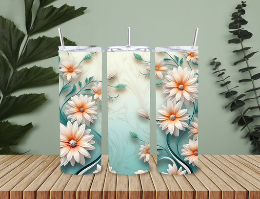 Green flowers 20 oz Personalized Tumbler
