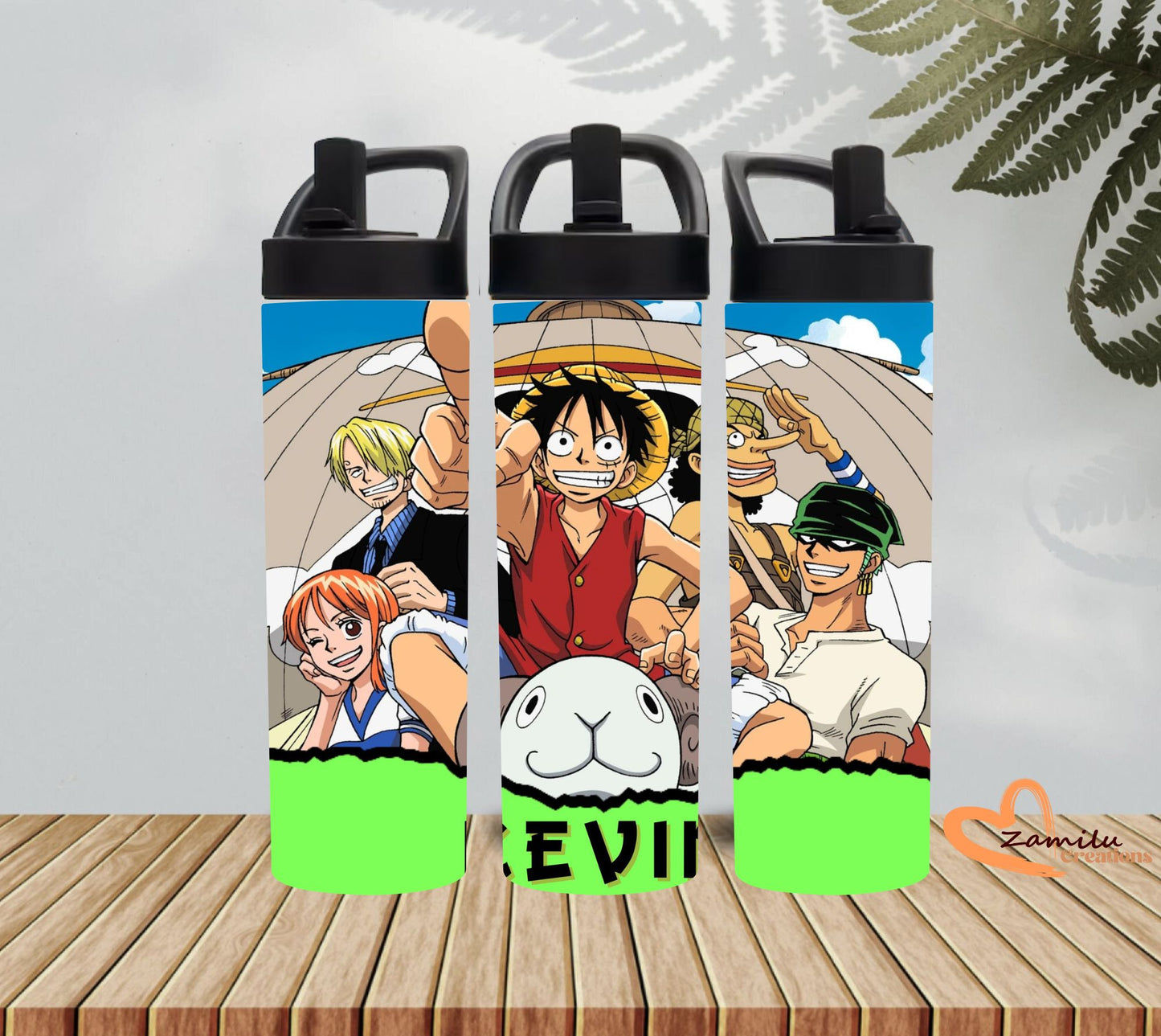One Piece Personalized Tumbler – 20 oz Anime Stainless Steel Cup with Straw | Custom Name Mug for Anime Fans, Luffy Mug Gift Personalized