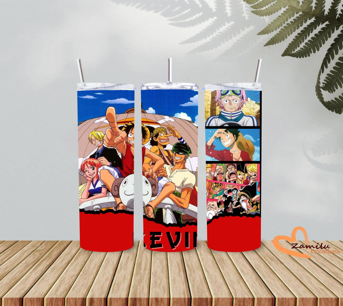 One Piece Personalized Tumbler – 20 oz Anime Stainless Steel Cup with Straw | Custom Name Mug for Anime Fans, Luffy Mug Gift Personalized