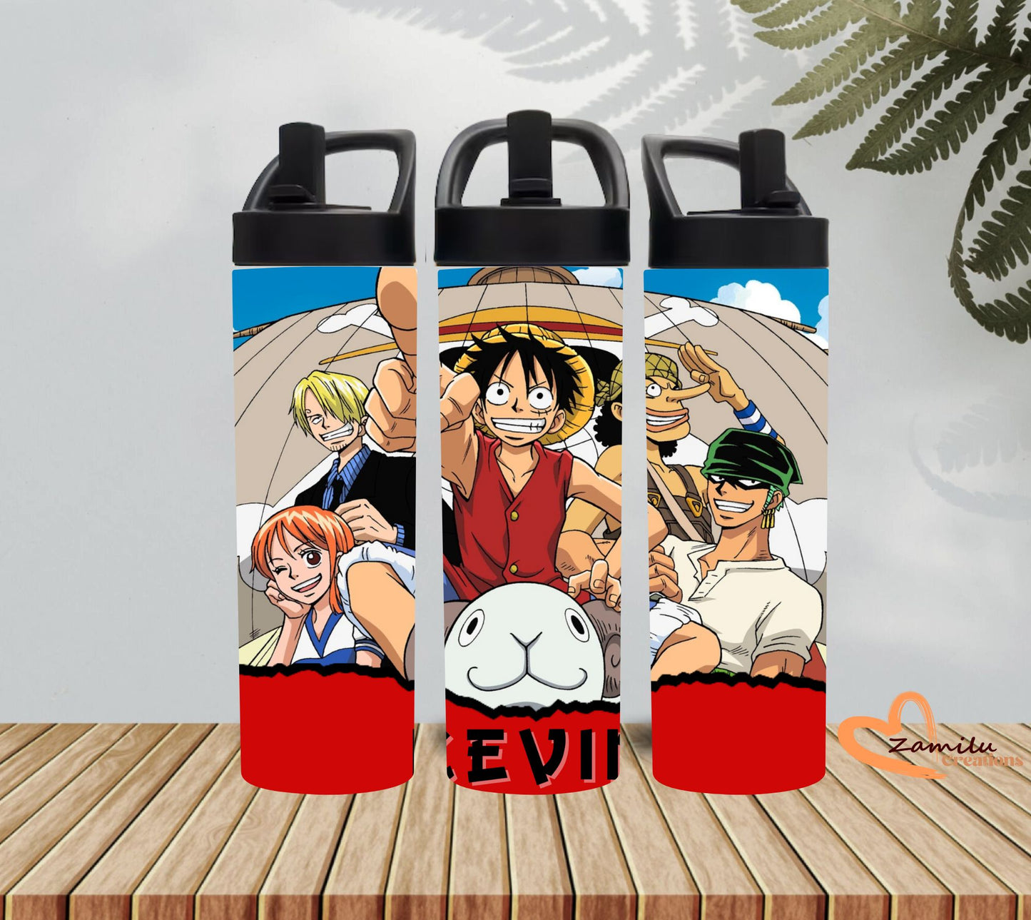 One Piece Personalized Tumbler – 20 oz Anime Stainless Steel Cup with Straw | Custom Name Mug for Anime Fans, Luffy Mug Gift Personalized