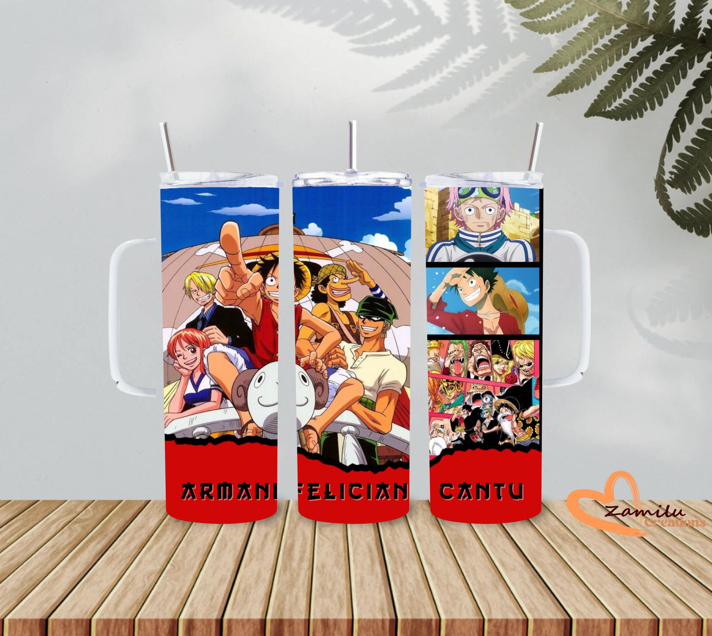 One Piece Personalized Tumbler – 20 oz Anime Stainless Steel Cup with Straw | Custom Name Mug for Anime Fans, Luffy Mug Gift Personalized