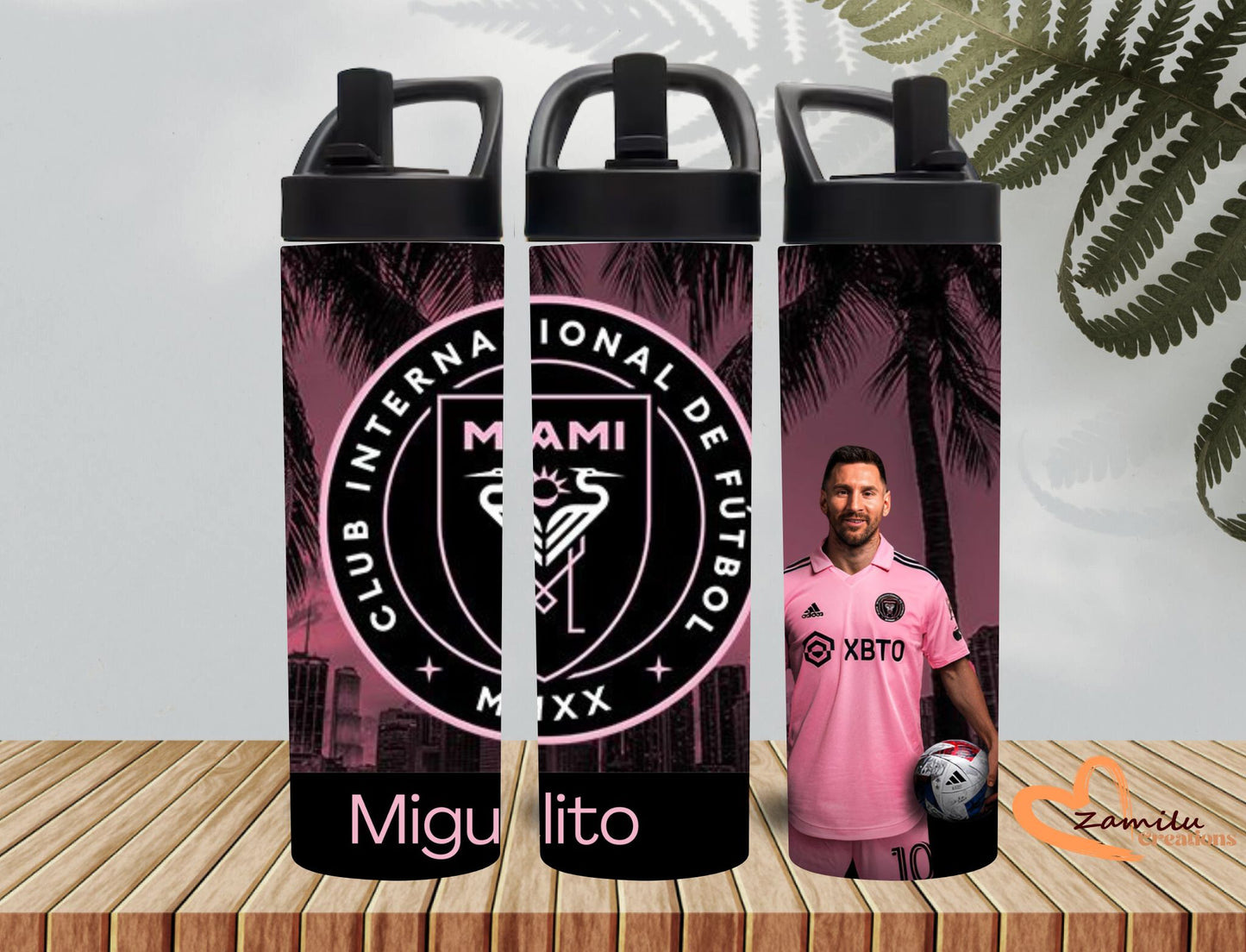 Personalized Inter Miami Sport Water Bottles – 20 Oz Messi Edition ⚽