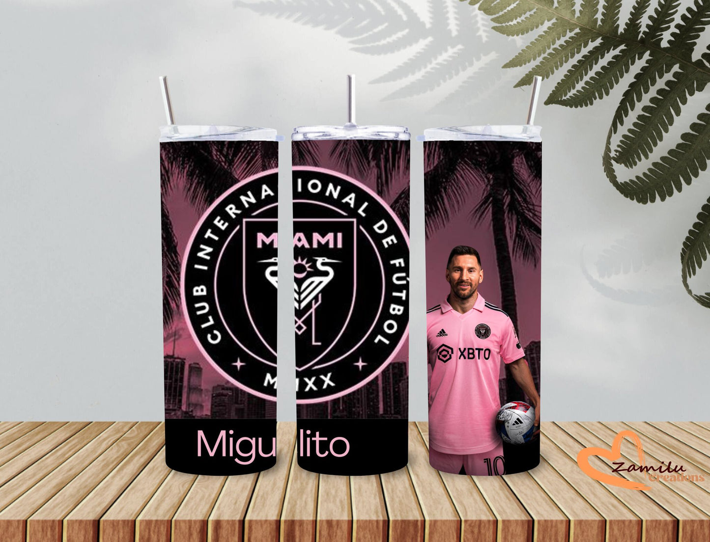 Personalized Inter Miami Sport Water Bottles – 20 Oz Messi Edition ⚽