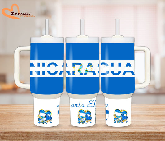 30Oz - 40 oz personalized tumbler with handle, Nicaragua