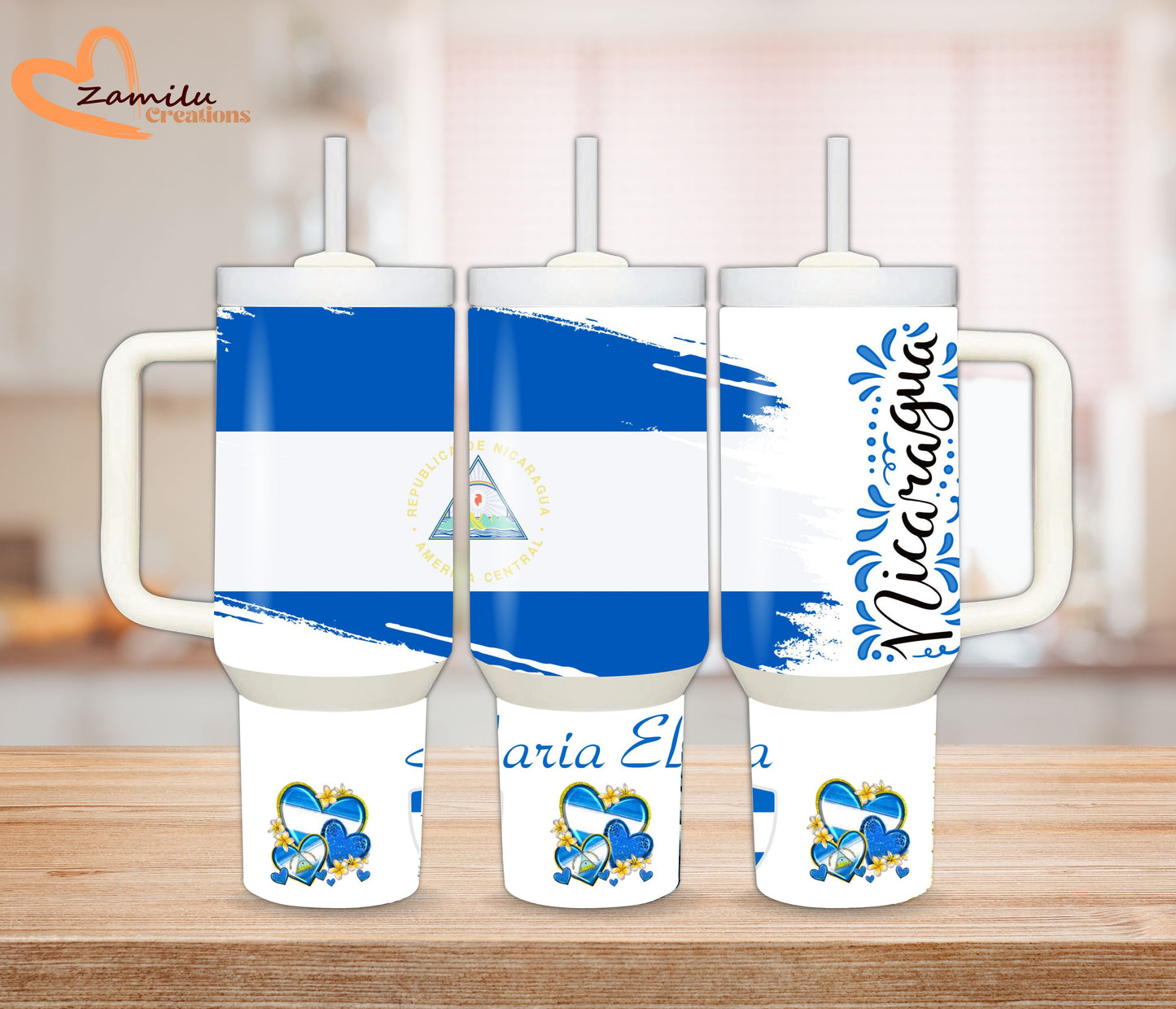 30Oz - 40 oz personalized tumbler with handle, Nicaragua (Copy)