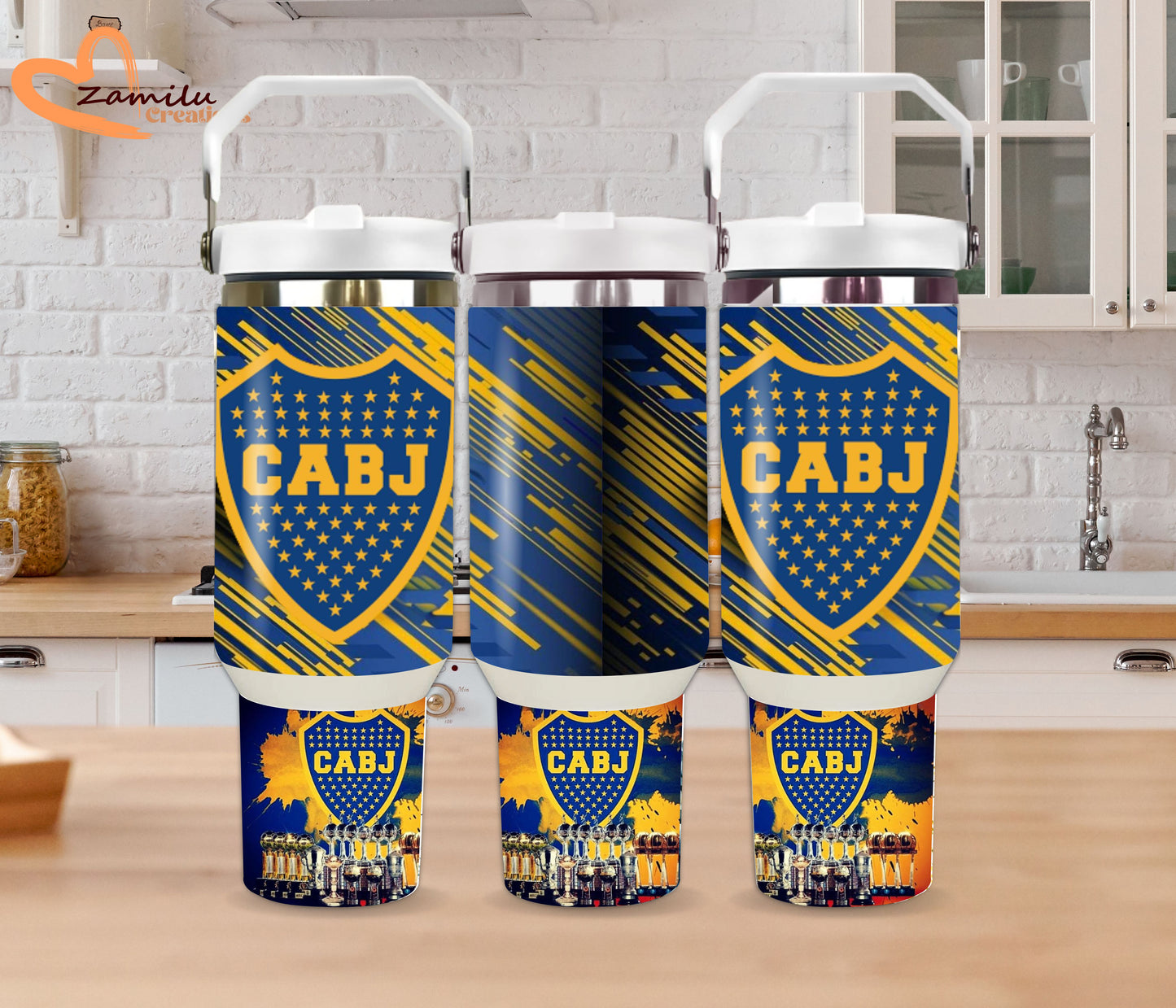 Personalized Boca Junior 30 oz - 40 oz Tumbler with Handle – Boca Junior team – Custom Stainless Steel Water Bottle – Gift for Soccer Fans & Athletes