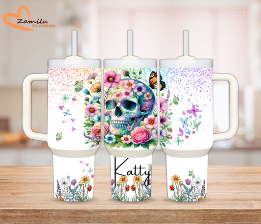 Personalized Sublimation Tumblers | Unique Gifts for Every Occasion- 40 Oz custom tumbler with name, name tumbler, floral nature