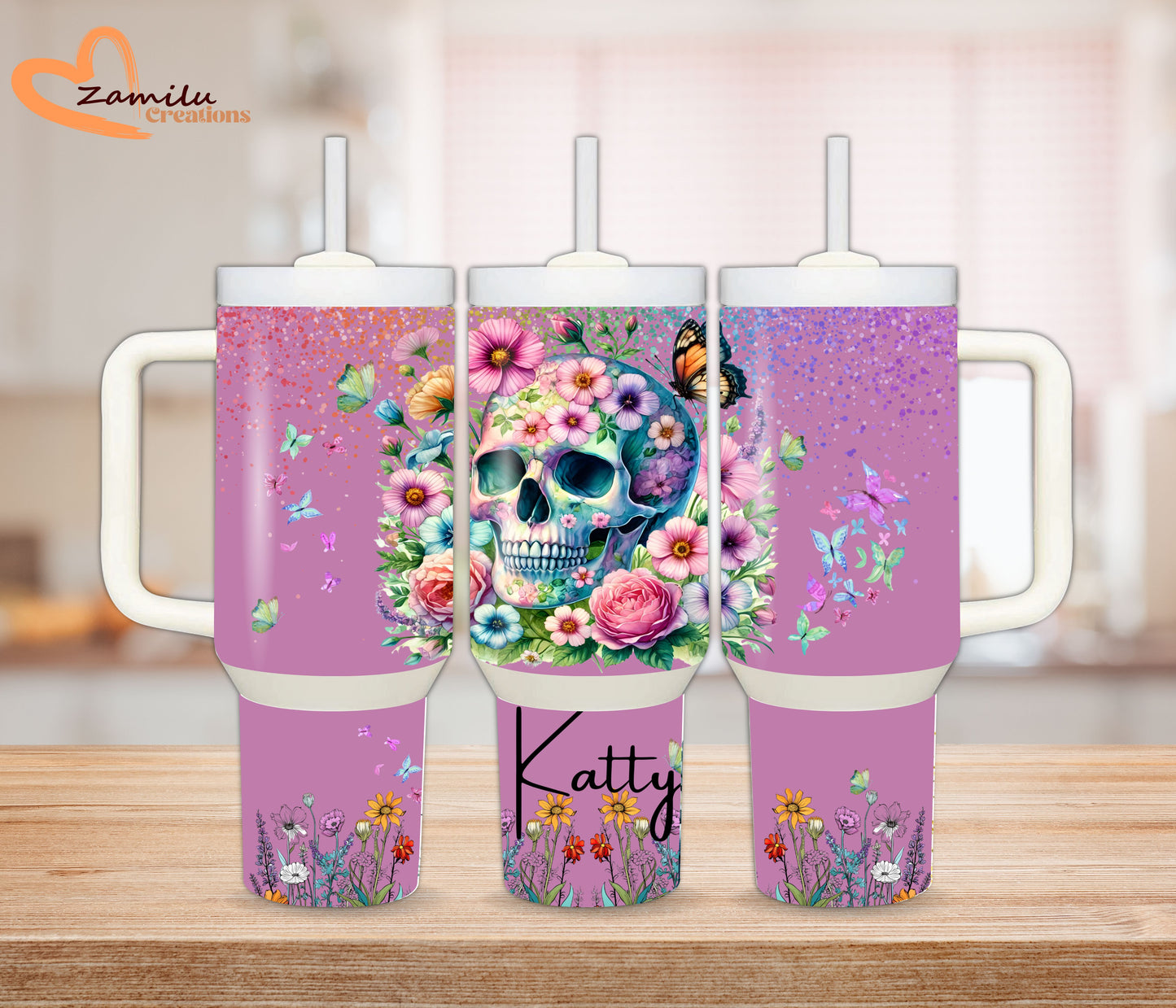 Personalized Sublimation Tumblers | Unique Gifts for Every Occasion- 40 Oz custom tumbler with name, name tumbler, floral nature