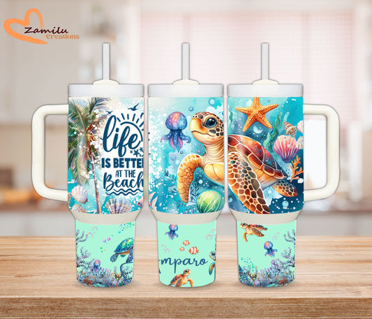 30 oz - 40 oz Personalized Tumbler, Beach Lovers