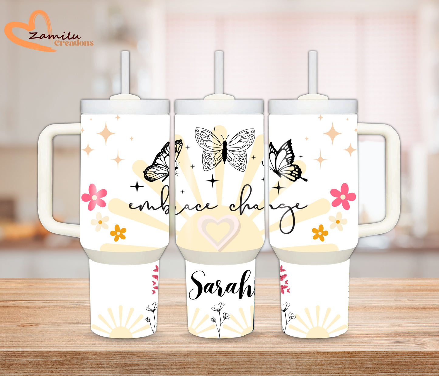 30oz - 40oz Personalized Tumbler, embrace change - Mental Health