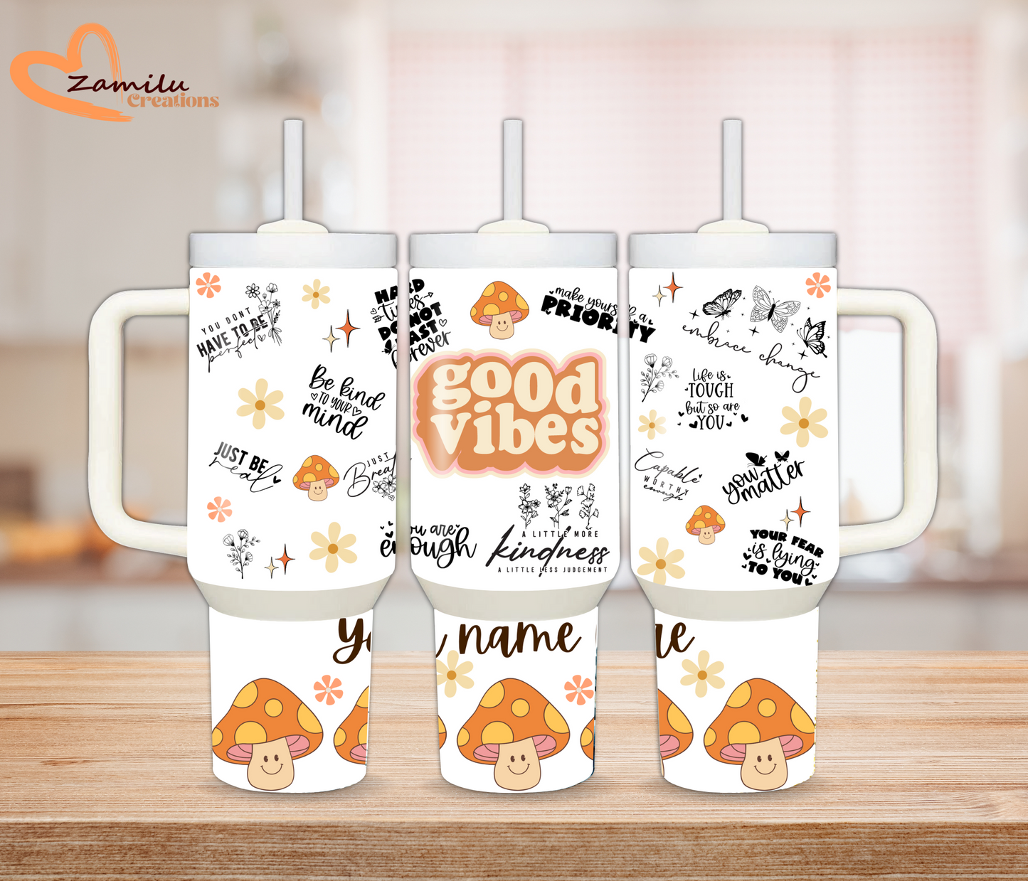Daily reminders tumbler, 30 oz- 40 Oz tumbler with handle
