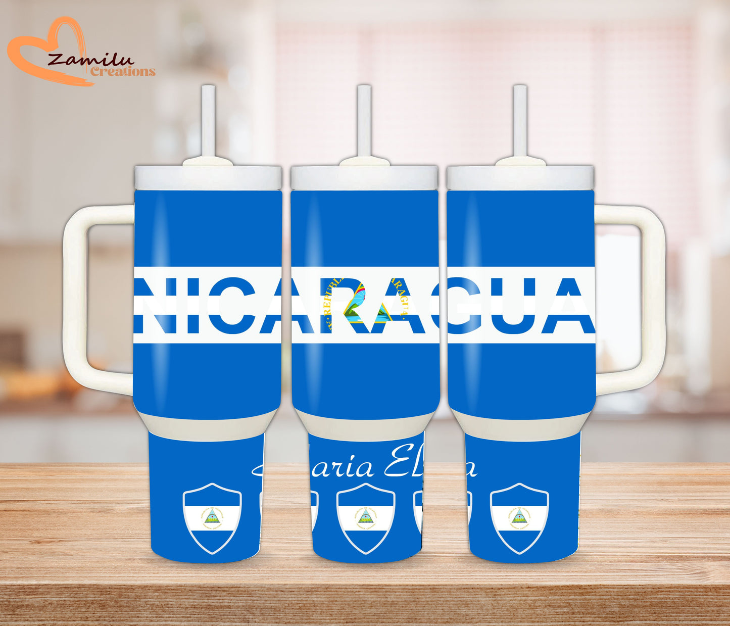 30Oz - 40 oz personalized tumbler with handle, Nicaragua
