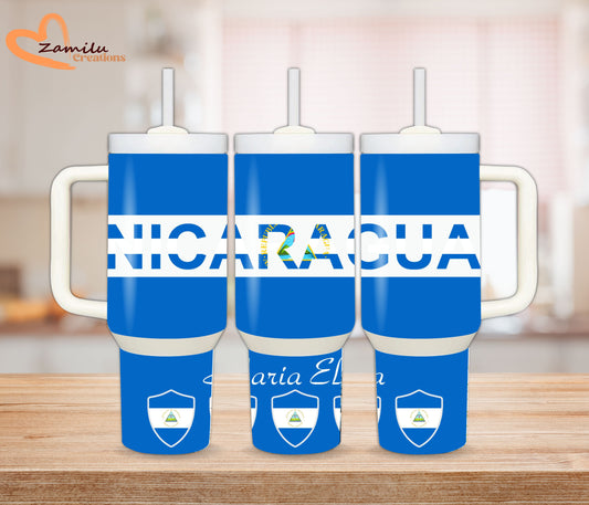 30Oz - 40 oz personalized tumbler with handle, Nicaragua