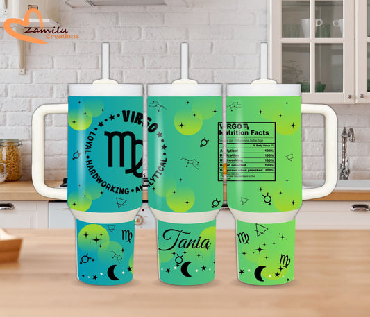 30 oz - 40 oz Personalized Tumbler, Zodiac Sign