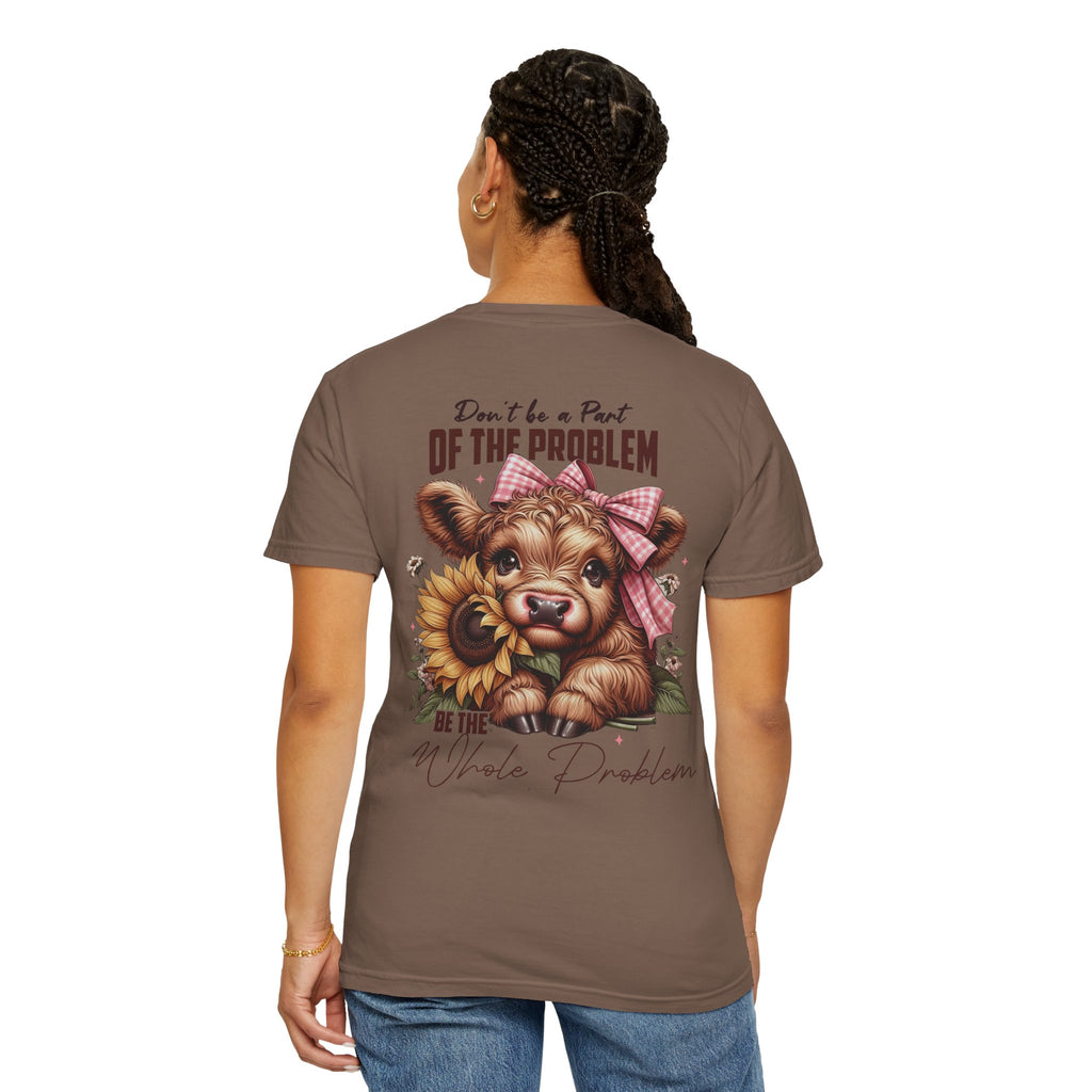 Vintage Cow T-Shirt – “Be the Whole Problem” Sunflower Graphic Tee