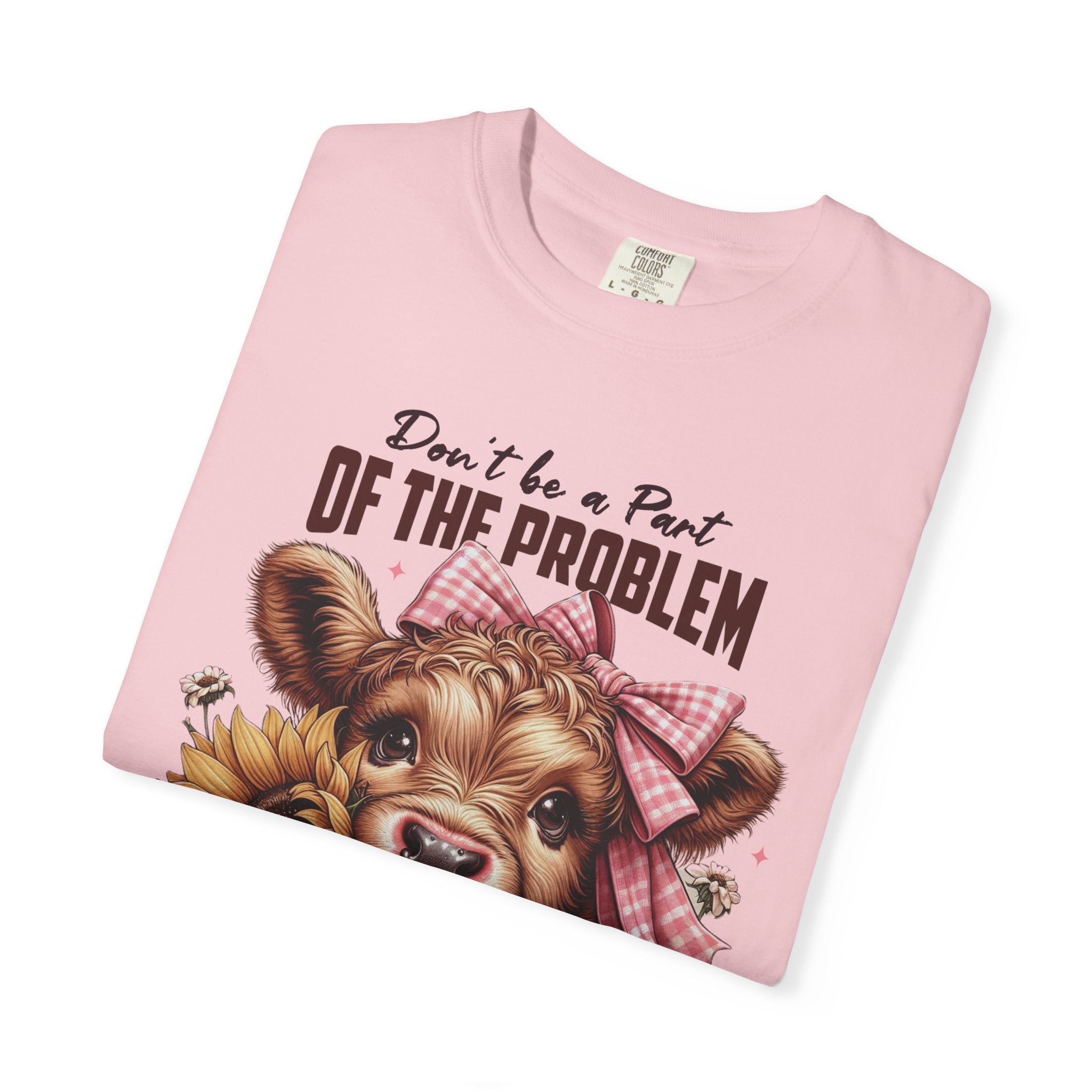 Vintage Cow T-Shirt – “Be the Whole Problem” Sunflower Graphic Tee