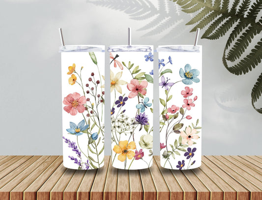 20 oz Tumbler, butterflies and flowers