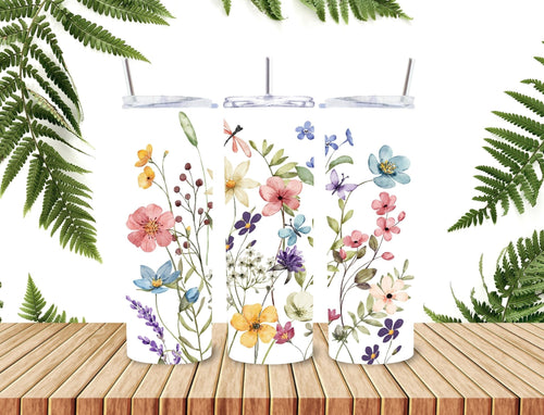 20 oz Tumbler, butterflies and flowers
