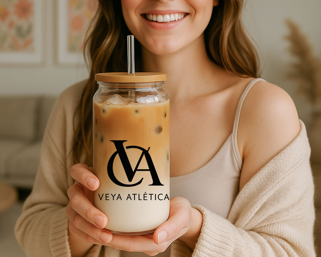 Custom logo glass cup with bamboo lid and straw
Branded glass tumbler with business logo design
Personalized glass cup with QR code for business
Custom coffee glass cup for small business branding
Logo drinkware reusable glass cup 16oz