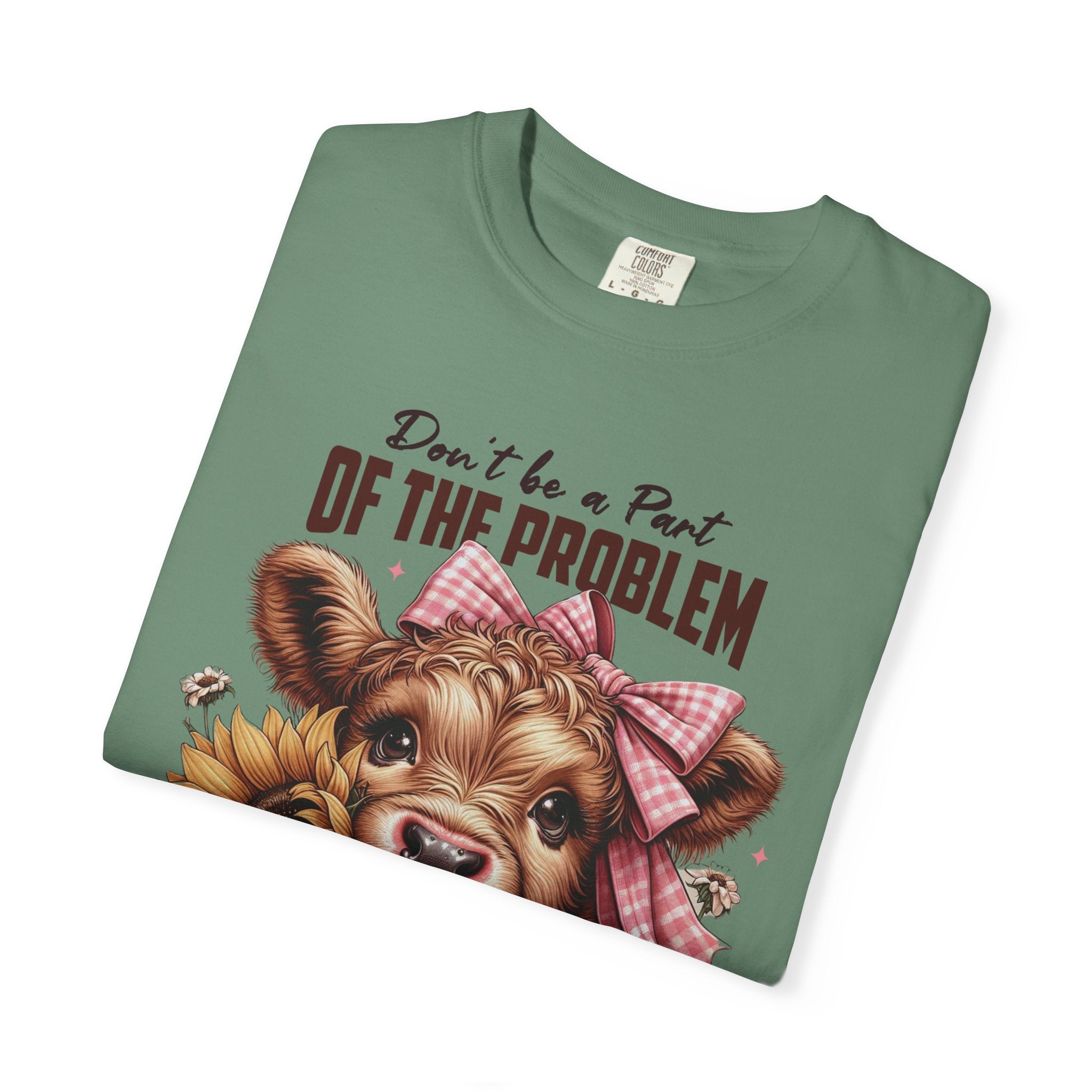 Vintage Cow T-Shirt – “Be the Whole Problem” Sunflower Graphic Tee