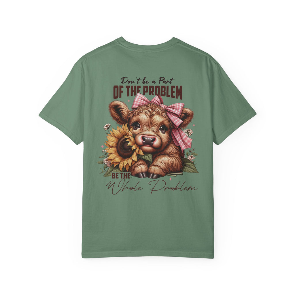 Vintage Cow T-Shirt – “Be the Whole Problem” Sunflower Graphic Tee