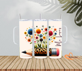 Personalized Floral Teacher Tumbler 20oz | Custom Name Water Bottle | Back to School Gift | Teacher Appreciation Cup with Pencil Design