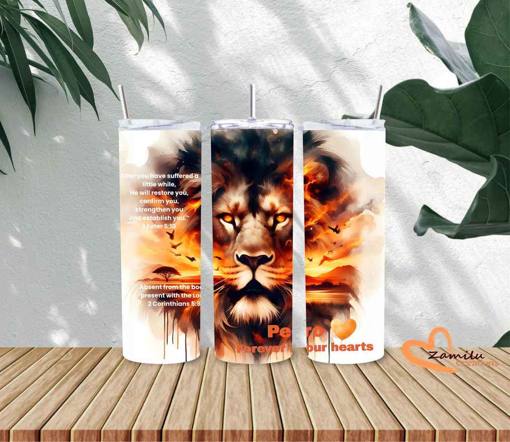Christian Lion Tumbler 20oz – Bible Verse Faith Gift