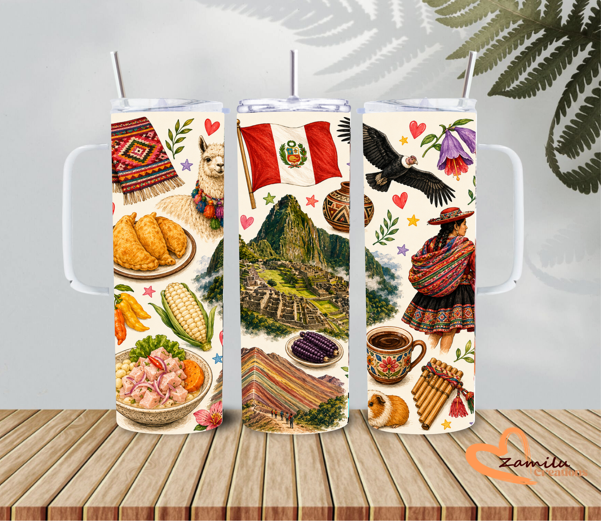 Peru Tumbler 20oz | Peruvian Gift | Machu Picchu Travel Mug | Peru Heritage Cup | Alpaca Tumbler | Personalized Gift