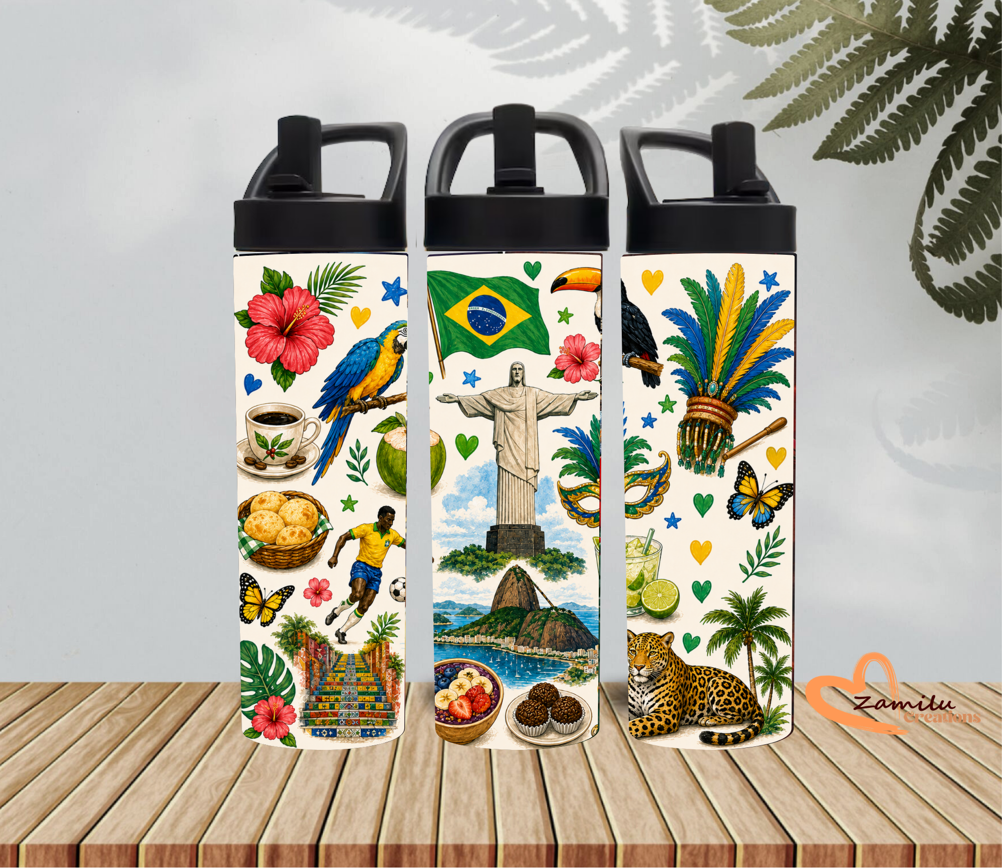 Brazil Tumbler 20 Oz | Personalized Brazil Gift | Brazilian Culture Travel Mug | Soccer Lover Tumbler | Rio de Janeiro Stainless Steel Cup