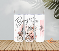 Personalized Paris Tumbler 20oz | Custom Name Travel Mug | Eiffel Tower Floral Cup | Paris Lover Gift for Her | French Inspired Coffee Cup