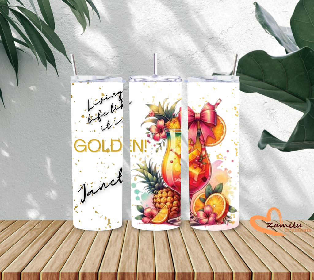 Personalized Tropical Cocktail Tumbler with Name | Summer Drink Cup | Birthday Gift for Her | Custom Vacation Tumbler | 20oz&nbsp;