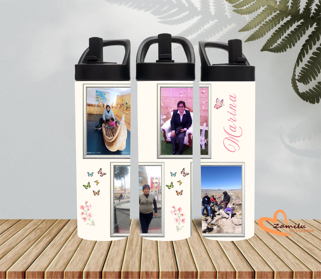 Personalized Photo Collage Tumbler with Handle