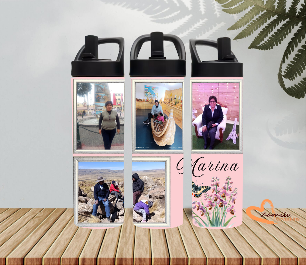 Personalized Photo Collage Tumbler with Handle