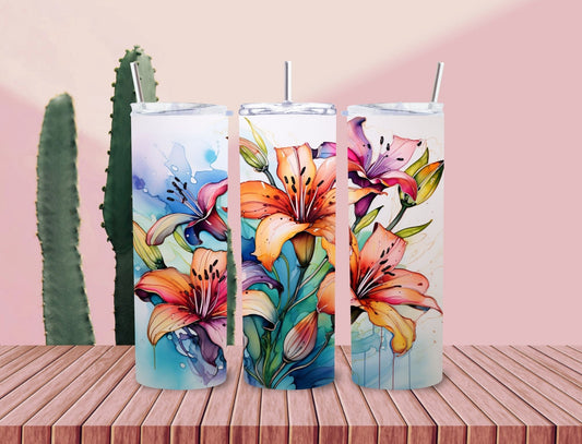 20 oz Tumbler, butterflies and flowers