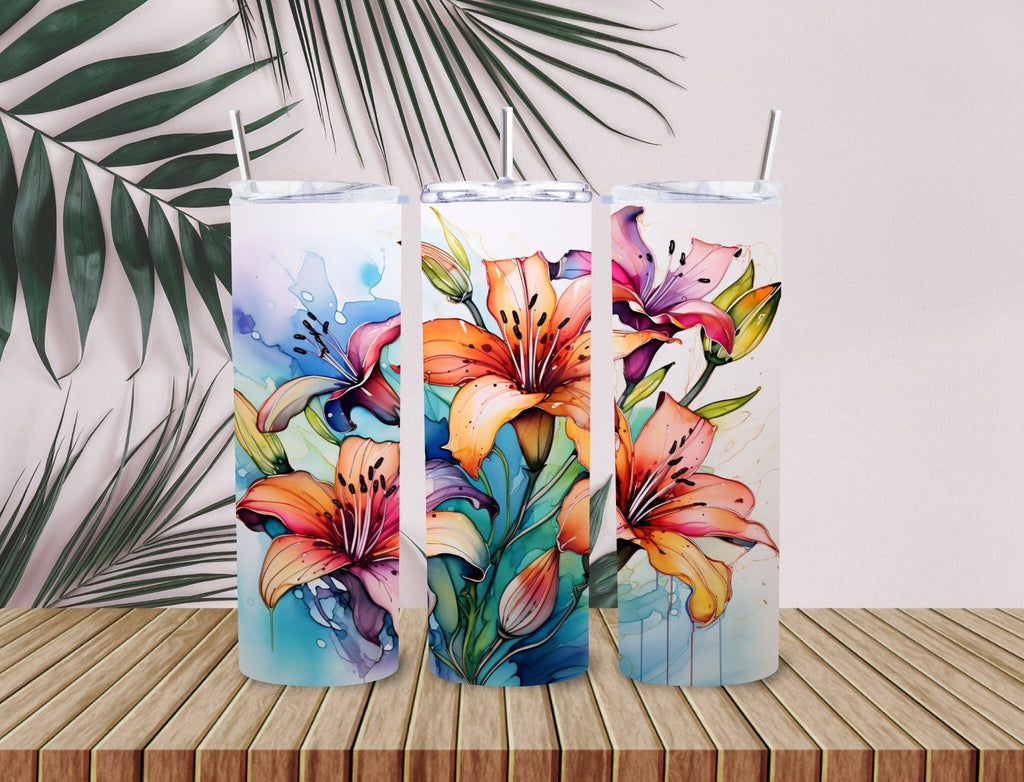 20 oz Tumbler, butterflies and flowers