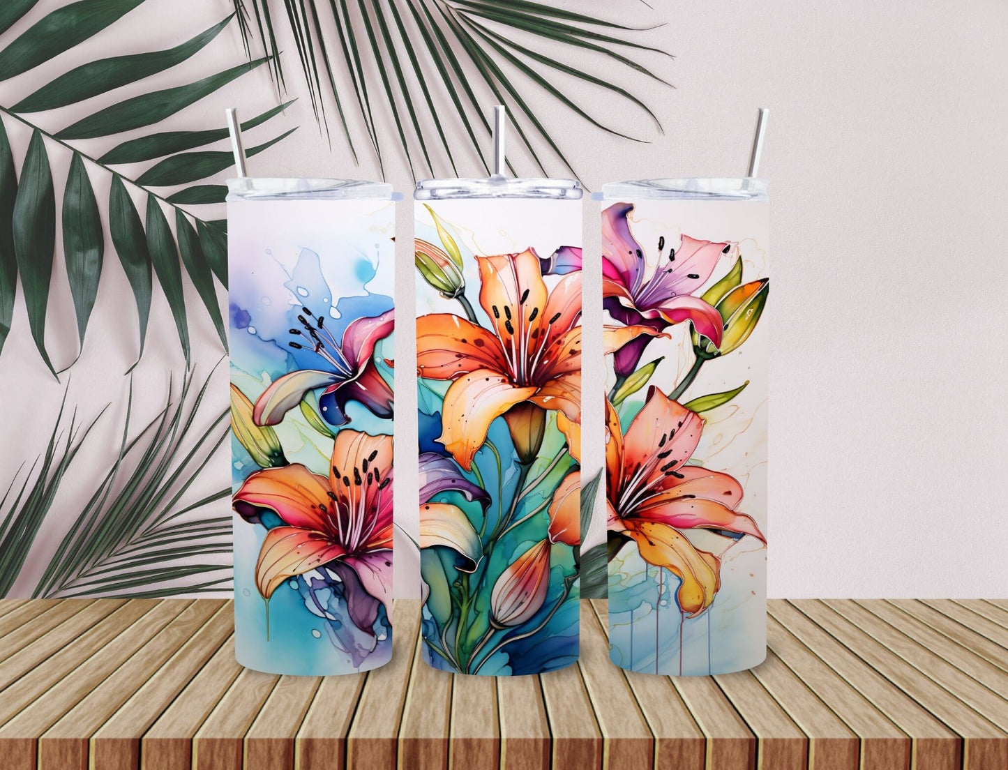 20 oz Tumbler, butterflies and flowers
