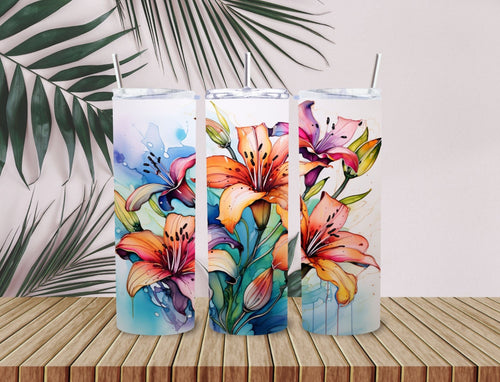20 oz Tumbler, butterflies and flowers