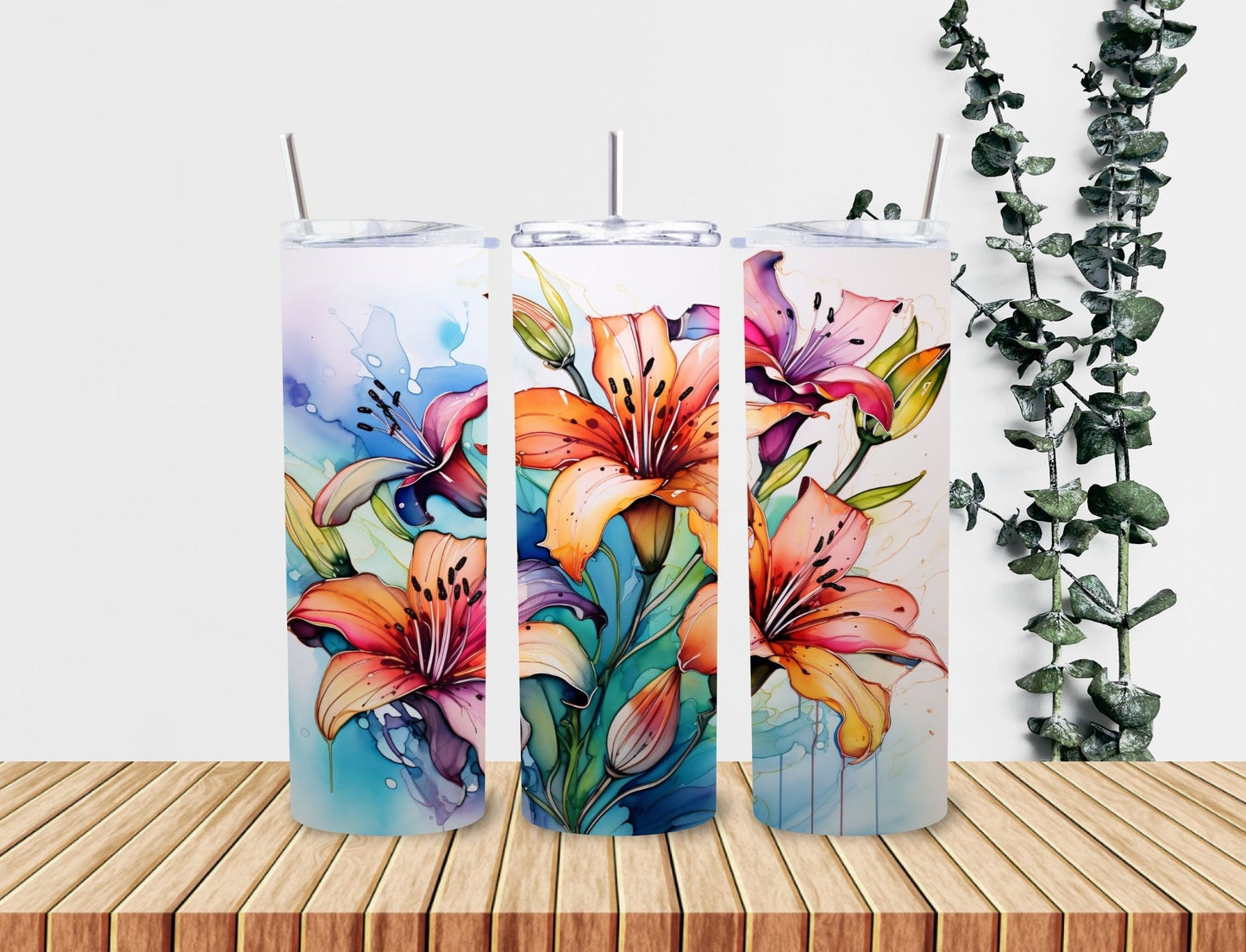 20 oz Tumbler, butterflies and flowers