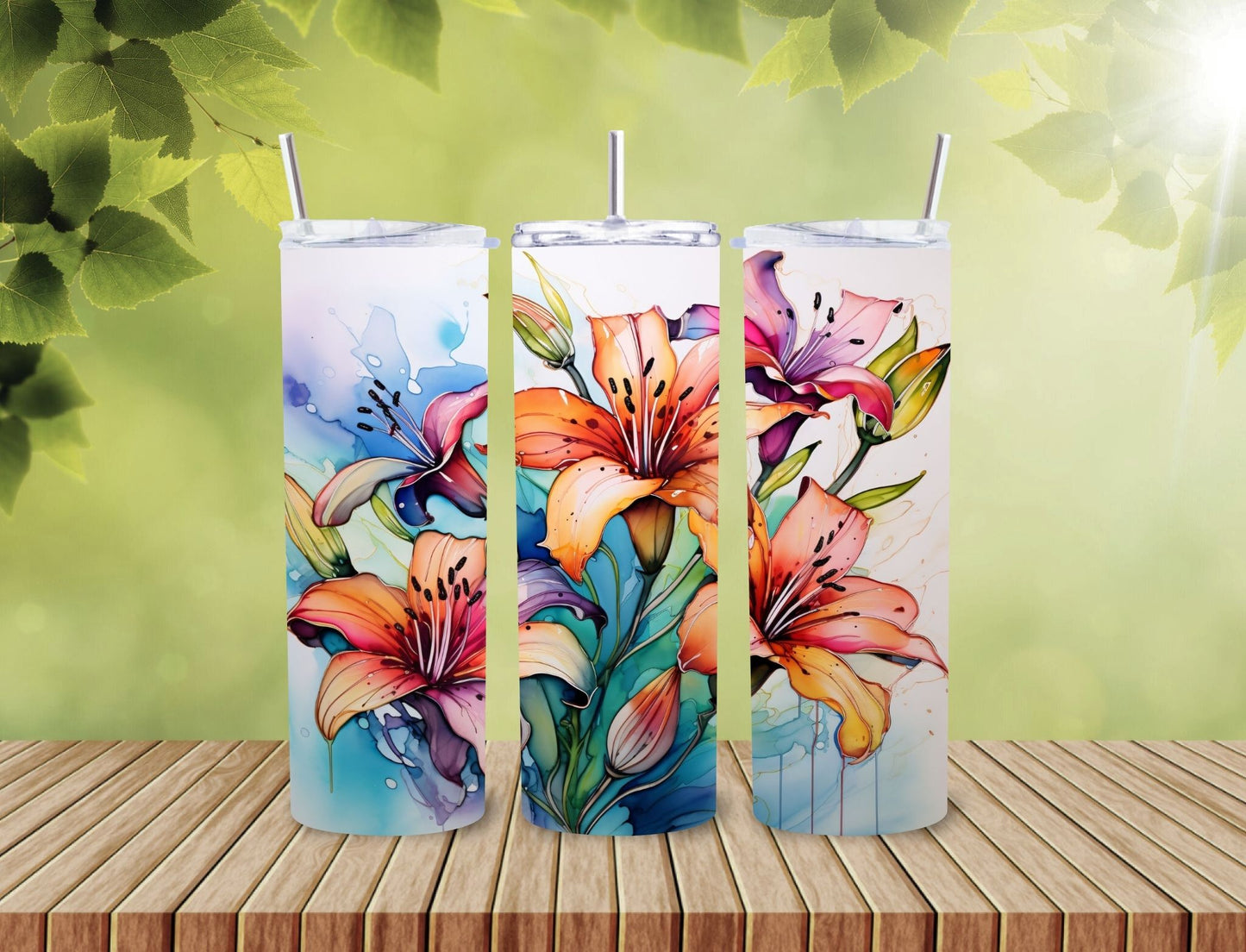 20 oz Tumbler, butterflies and flowers