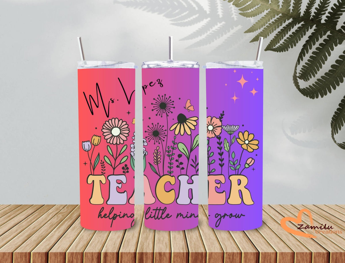 Personalized Teacher Tumbler: Stainless Steel 20 oz, Appreciation Gift