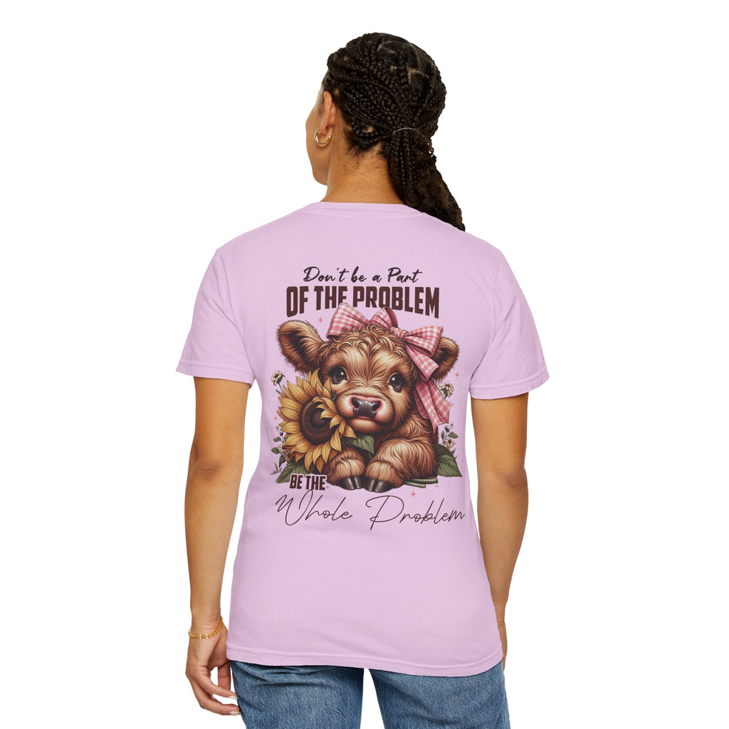 Vintage Cow T-Shirt – “Be the Whole Problem” Sunflower Graphic Tee