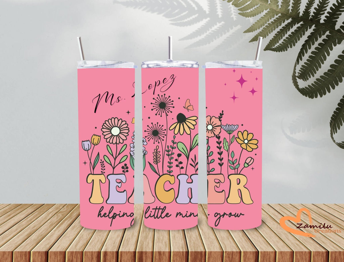 Personalized Teacher Tumbler: Stainless Steel 20 oz, Appreciation Gift