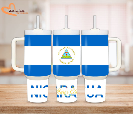 30Oz - 40 oz personalized tumbler with handle, Nicaragua