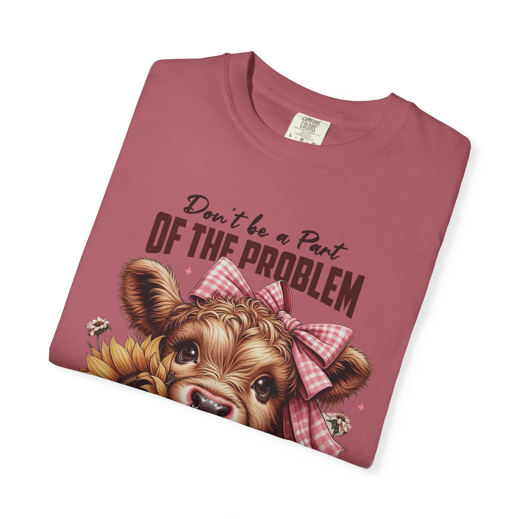 Vintage Cow T-Shirt – “Be the Whole Problem” Sunflower Graphic Tee