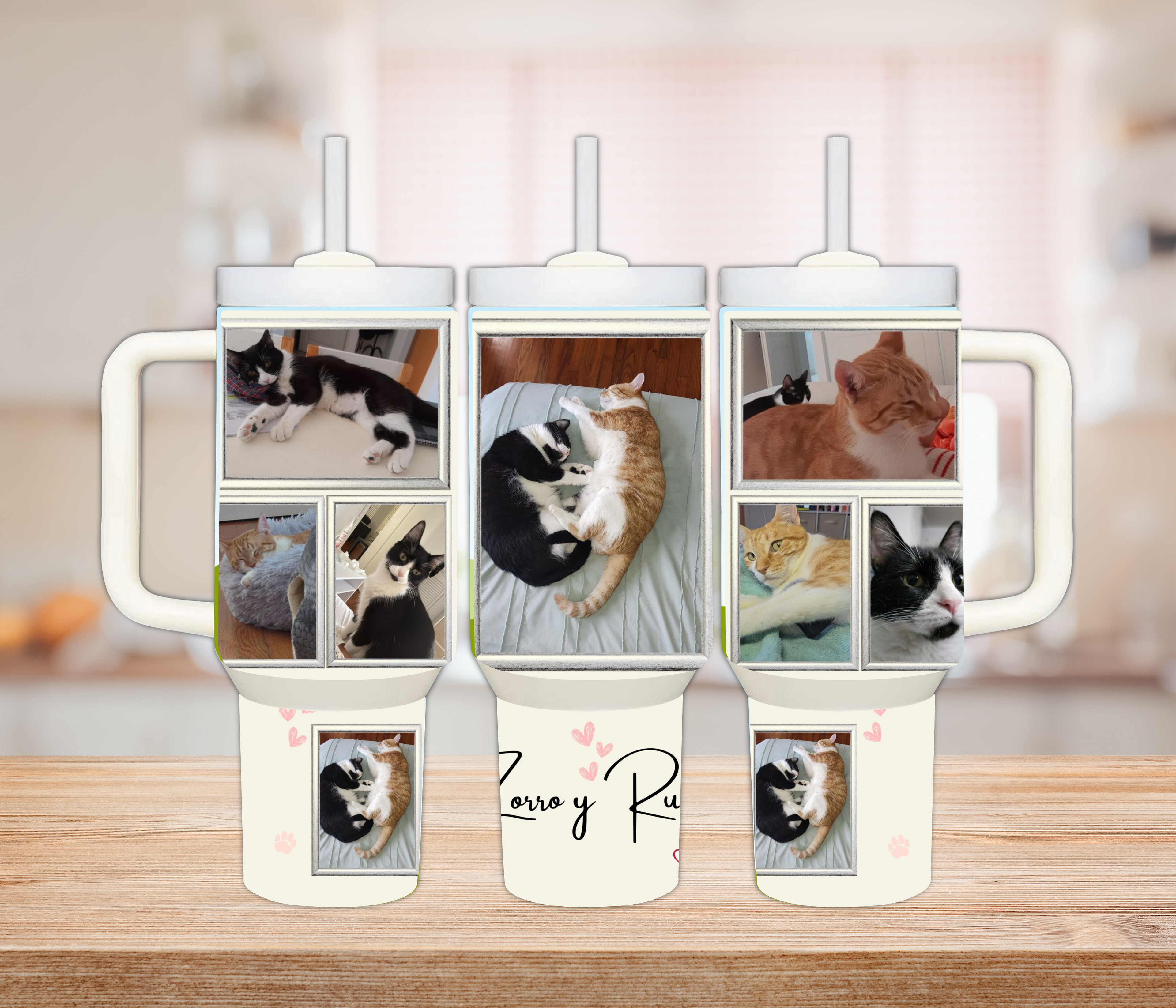 Personalized Pet Photo Tumbler with handle, Custom Picture Cup Travel Mug Dog Cat Pet Memorial Gift Christmas Gift for Her, Stainless Steel