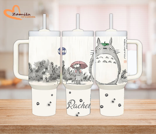 Personalized Totoro Tumbler 40 oz – Custom Studio Ghibli Cup – Anime Gift for Her – Stainless Steel Travel Mug – Kawaii Otaku Aesthetic Cup