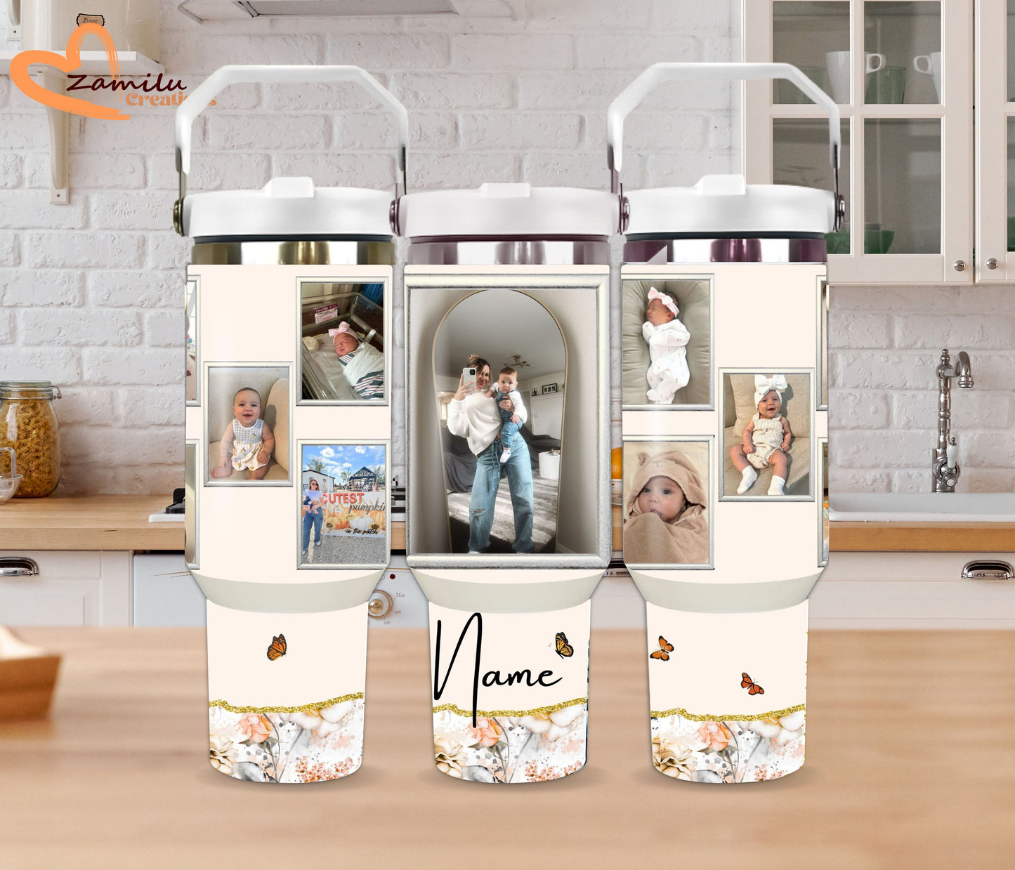 Custom Pet Photo Tumbler – 30 Oz Personalized Dog Lover Water Bottle – Memory Gift for Pet Owners