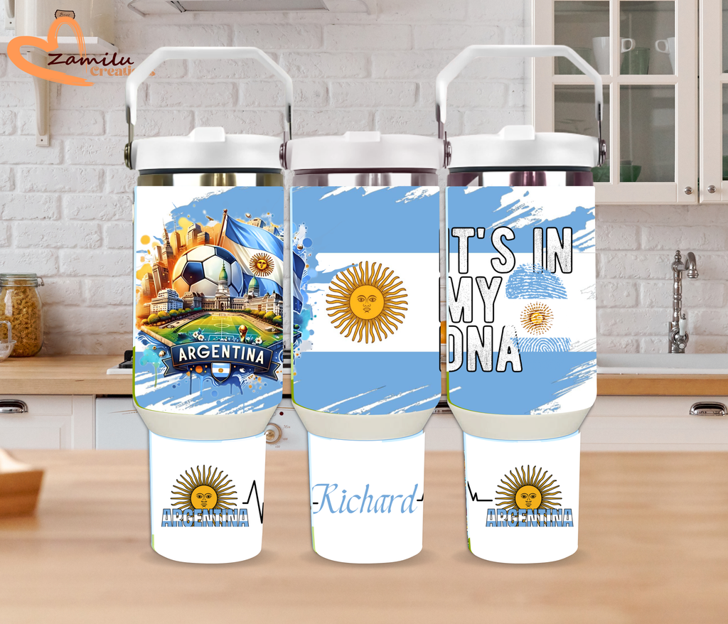 Personalized Argentina Soccer Tumbler: Stainless Steel Fan Cup, Argentinian Gift, World Cup Champion Gift, bebedero personalizado