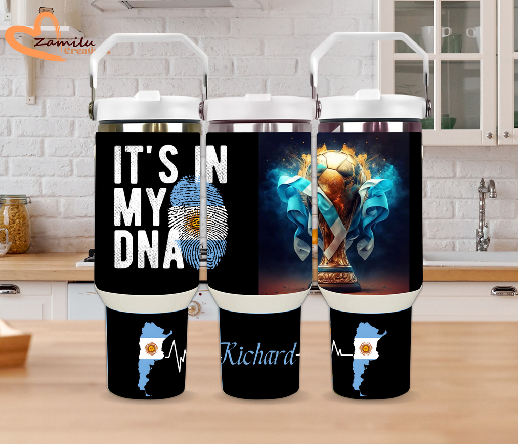 Personalized Argentina Soccer Tumbler: Stainless Steel Fan Cup, Argentinian Gift, World Cup Champion Gift, bebedero personalizado