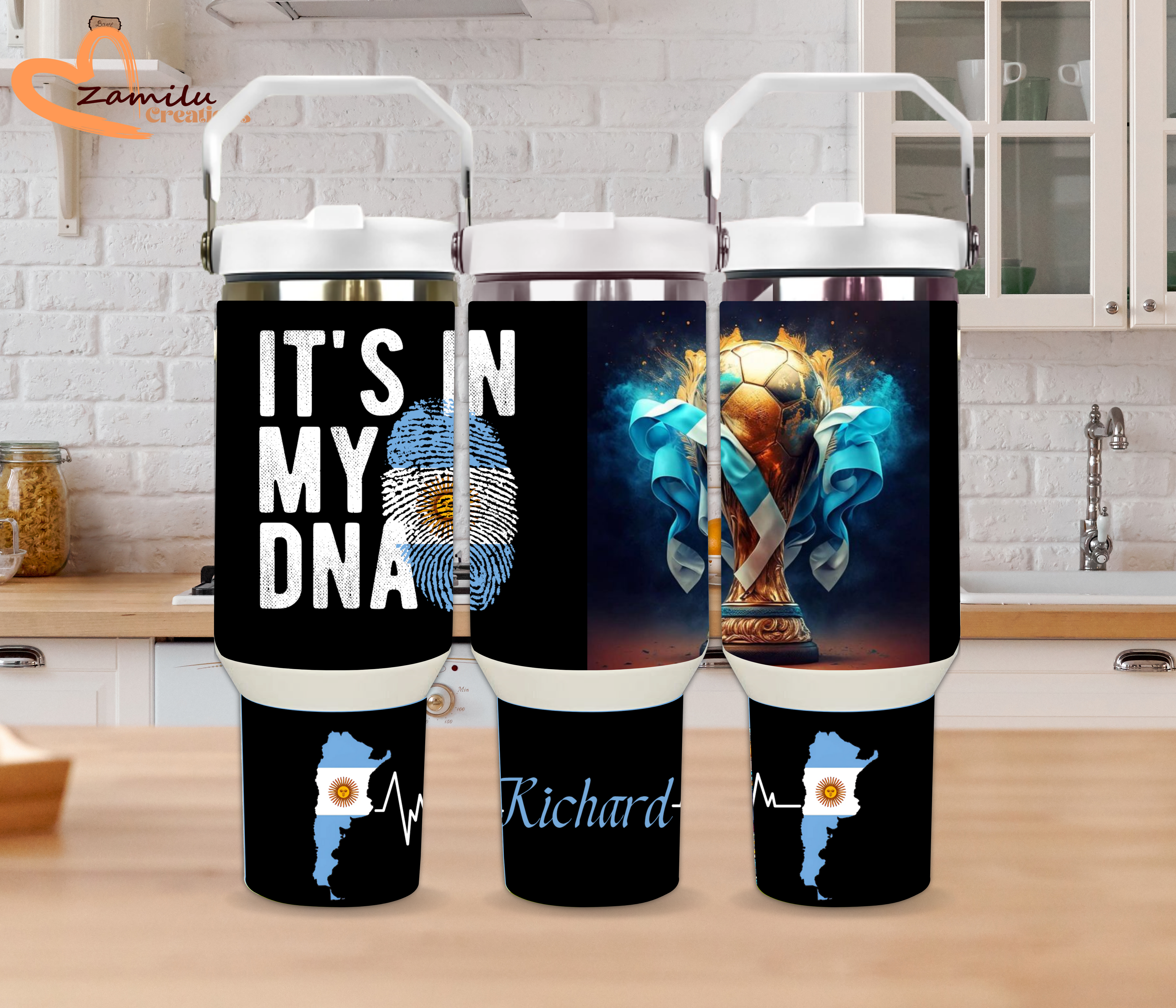 Personalized Argentina Soccer Tumbler: Stainless Steel Fan Cup, Argentinian Gift, World Cup Champion Gift, bebedero personalizado